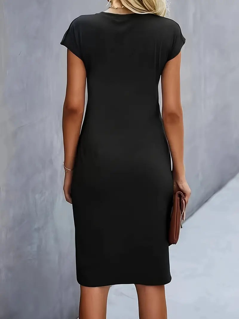 Women's Round Neck Cocktail Dress | Midi