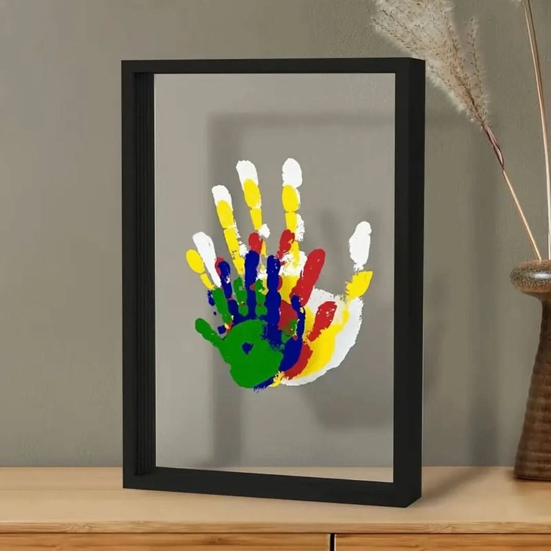 Wooden Baby Memory Frame with Clay for Handprint and Footprint Impressions