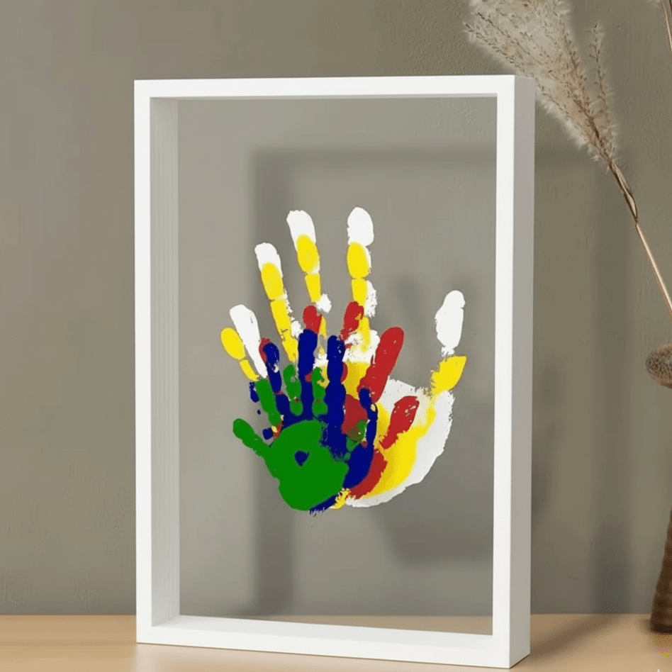 Wooden Baby Memory Frame with Clay for Handprint and Footprint Impressions