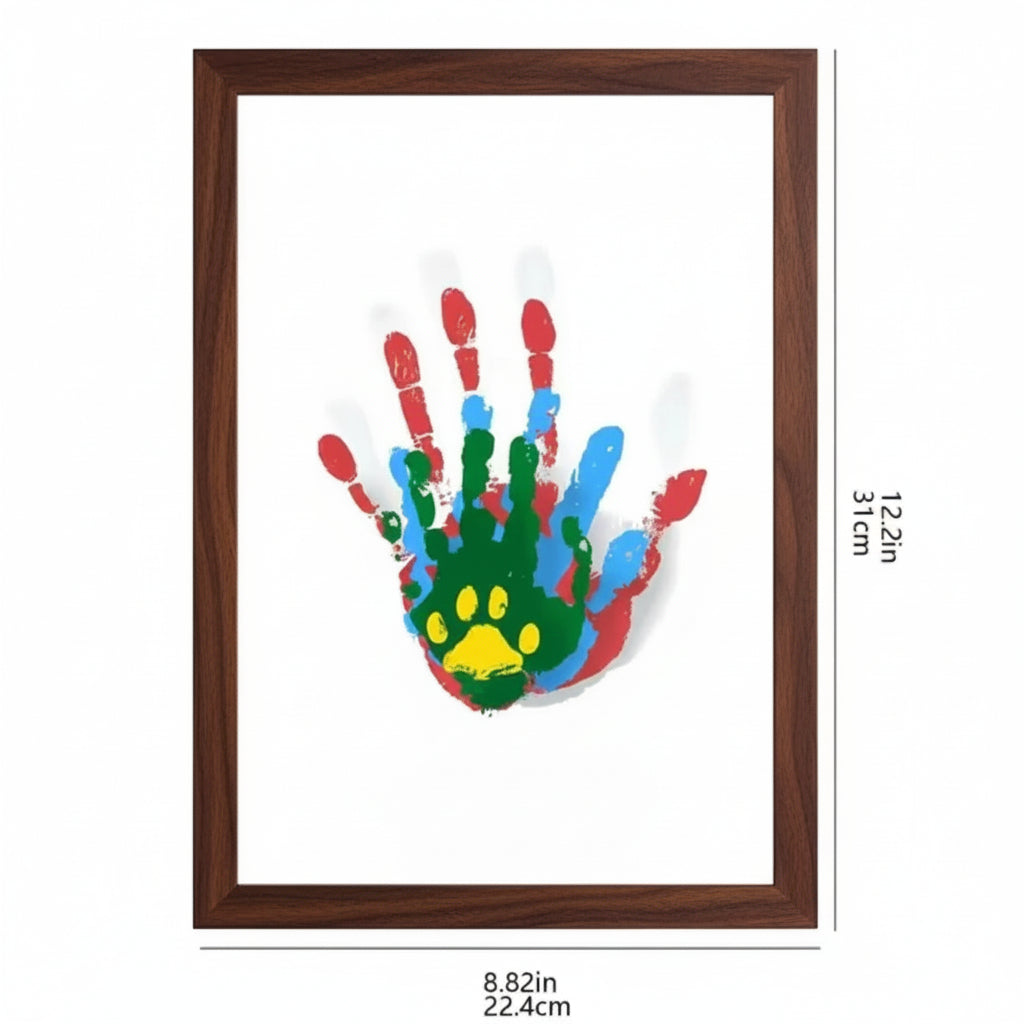 Wooden Baby Memory Frame with Clay for Handprint and Footprint Impressions