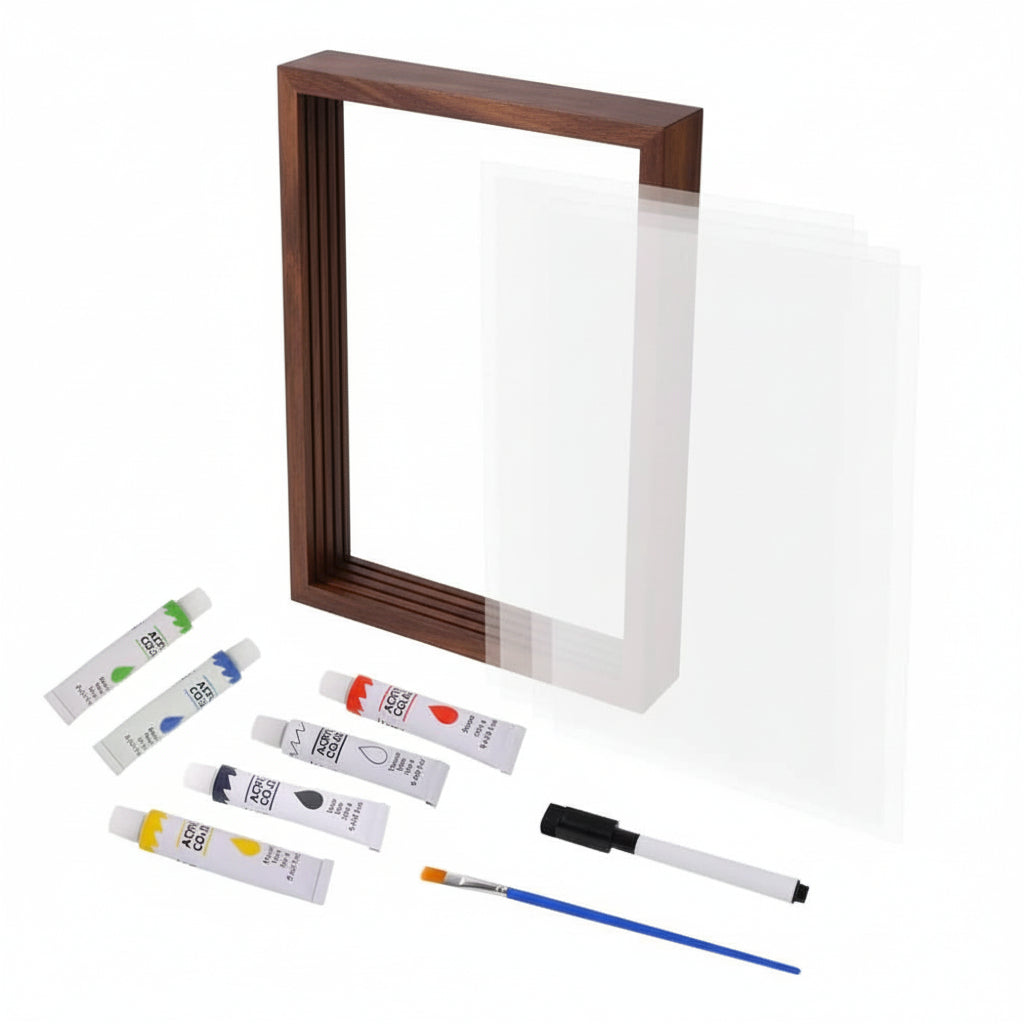 Wooden Baby Memory Frame with Clay for Handprint and Footprint Impressions