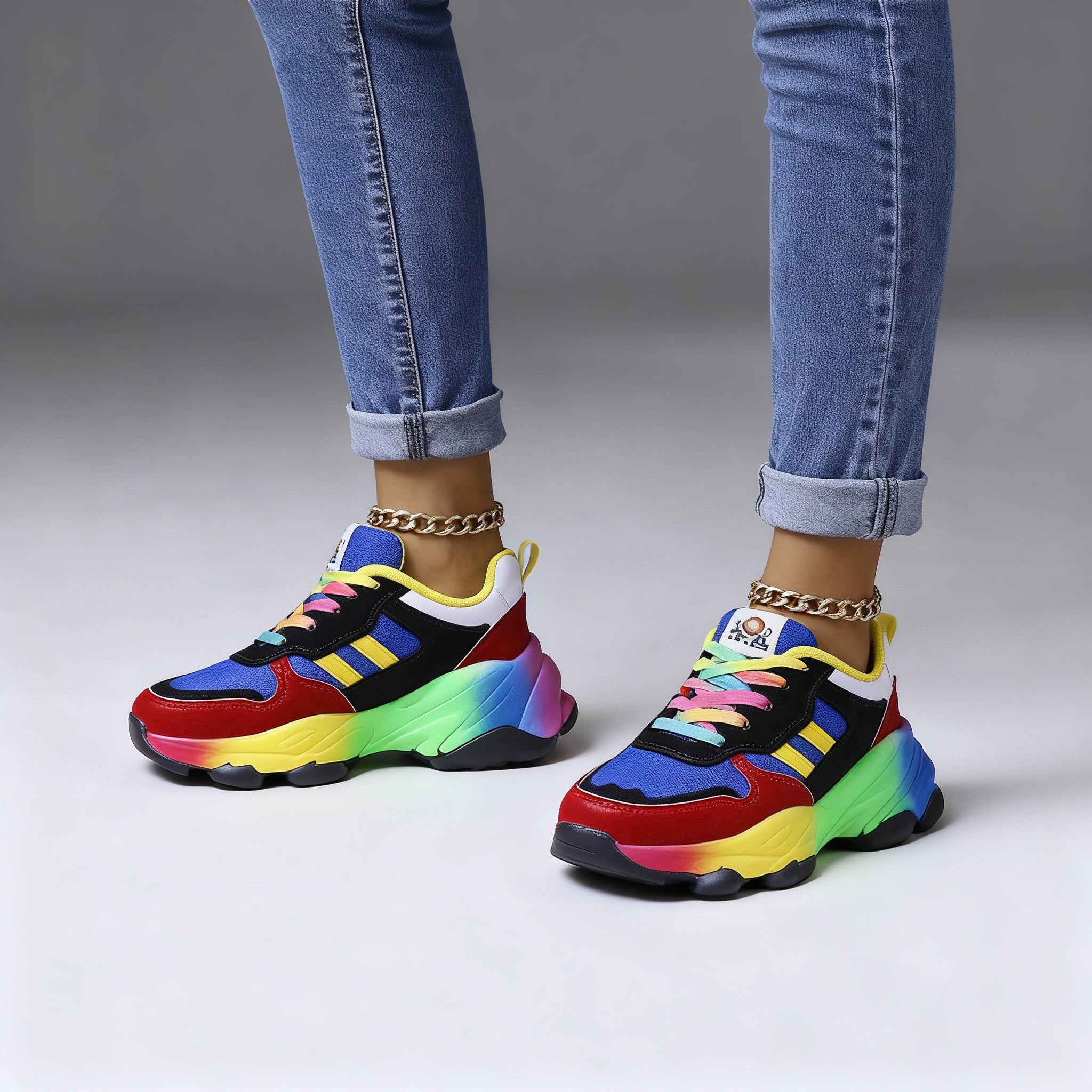 Ladies Sporty Colorful Sneakers | Platform