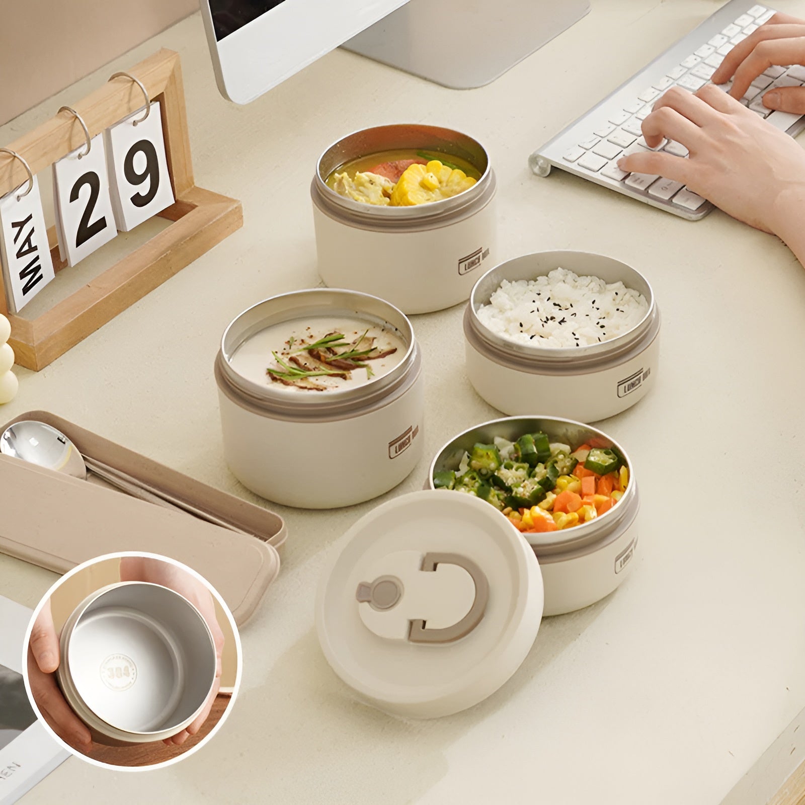 Insulated Lunch Box with Multiple Compartments & Leak-Proof Design | Includes Carry Bag