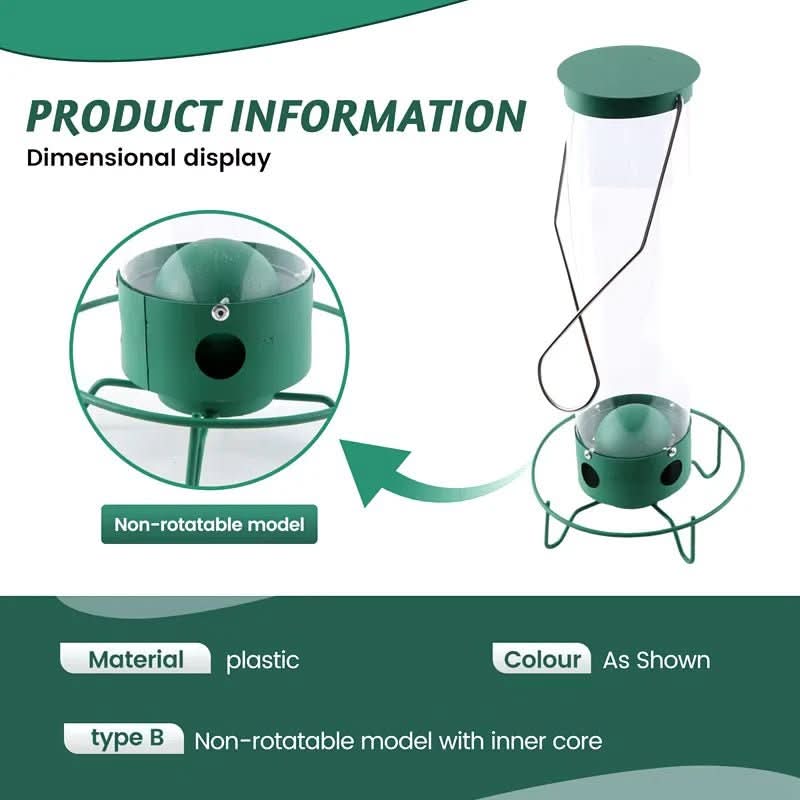 Squirrel-Resistant Birdhouse with Rotating Perch and Four Feeding Openings
