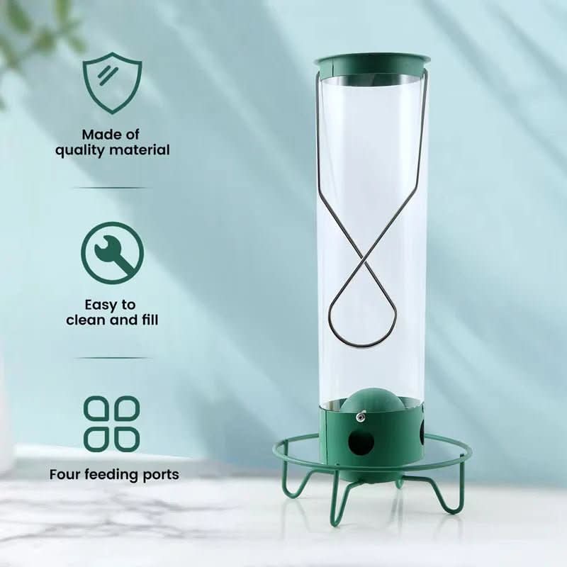 Squirrel-Resistant Birdhouse with Rotating Perch and Four Feeding Openings