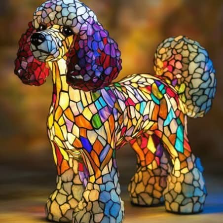 Artistic LED Night Light – Glimmering Dog Breed Figurine