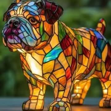 Artistic LED Night Light – Glimmering Dog Breed Figurine