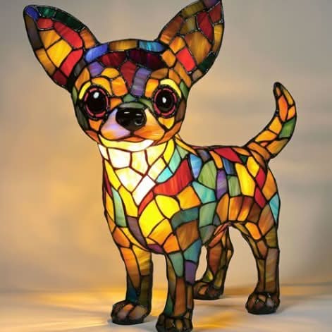 Artistic LED Night Light – Glimmering Dog Breed Figurine