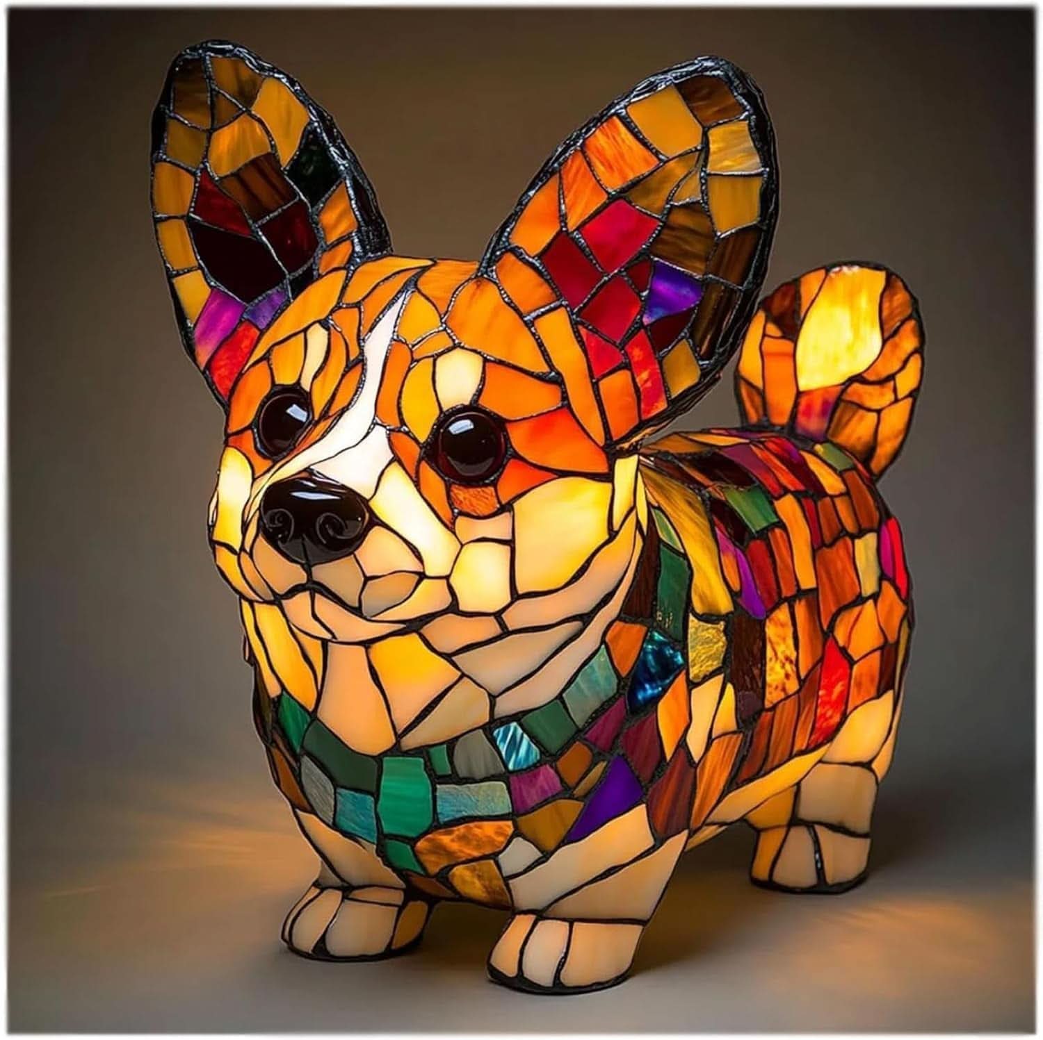 Artistic LED Night Light – Glimmering Dog Breed Figurine