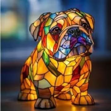 Artistic LED Night Light – Glimmering Dog Breed Figurine