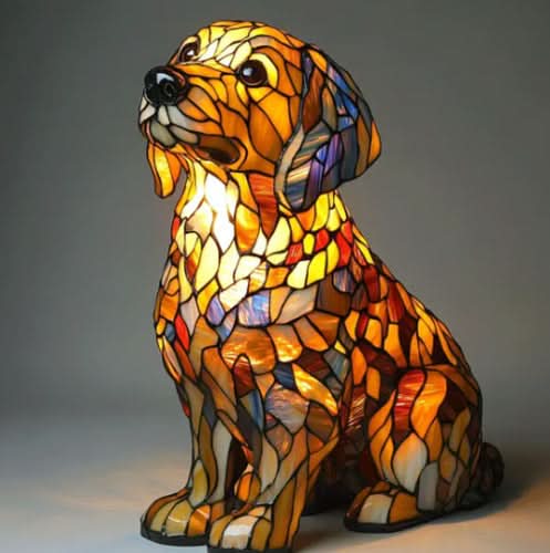 Artistic LED Night Light – Glimmering Dog Breed Figurine