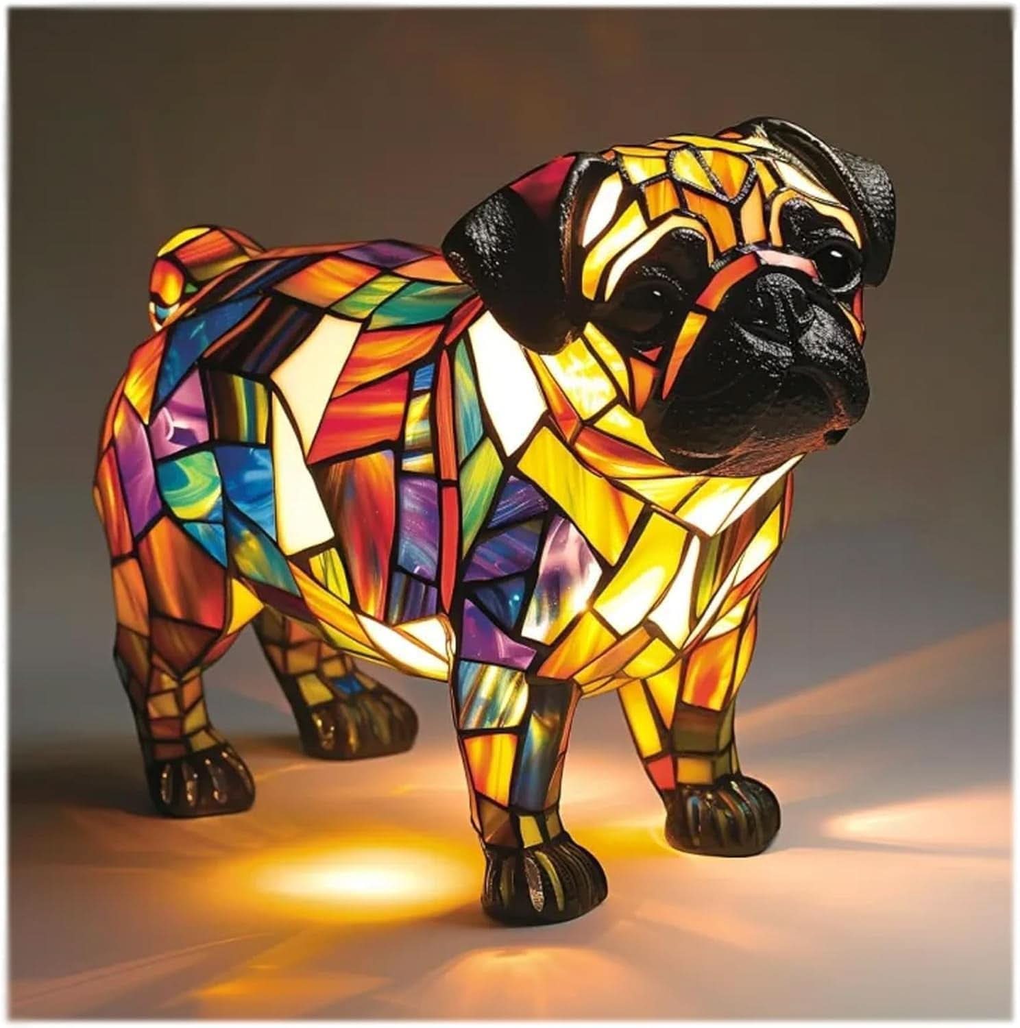 Artistic LED Night Light – Glimmering Dog Breed Figurine