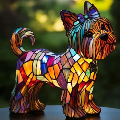 Artistic LED Night Light – Glimmering Dog Breed Figurine