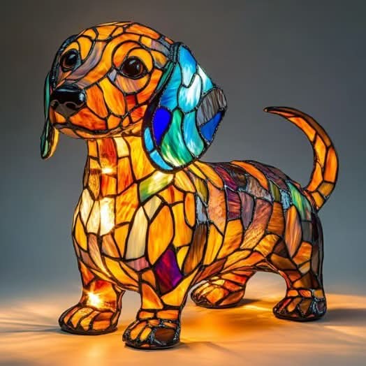 Artistic LED Night Light – Glimmering Dog Breed Figurine