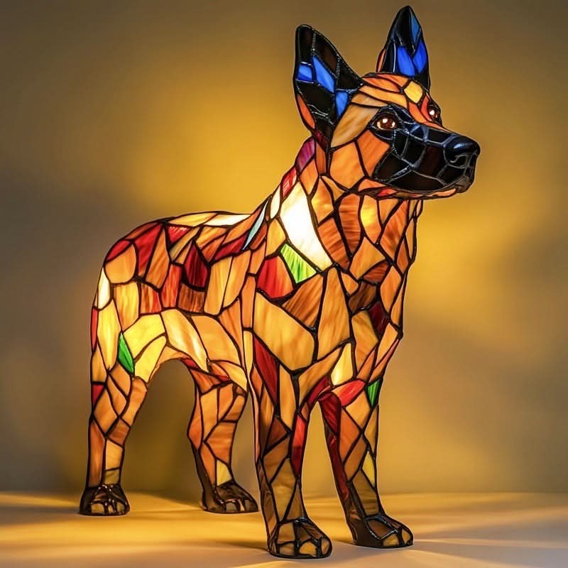 Artistic LED Night Light – Glimmering Dog Breed Figurine