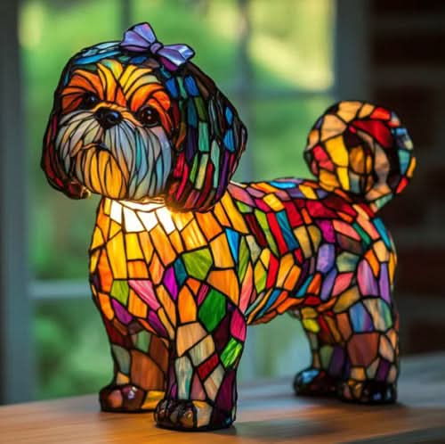 Artistic LED Night Light – Glimmering Dog Breed Figurine