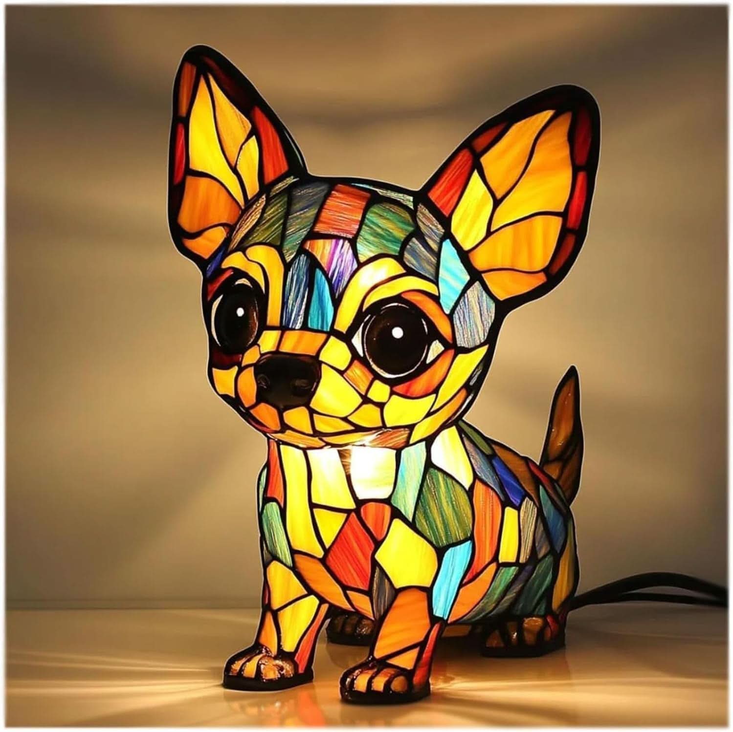Artistic LED Night Light – Glimmering Dog Breed Figurine