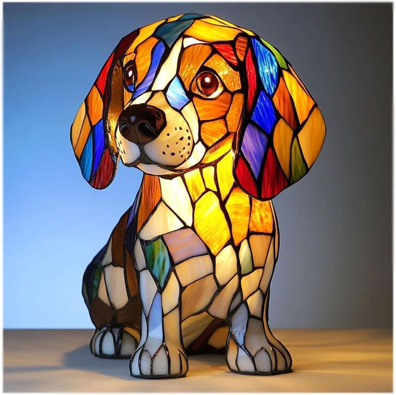 Artistic LED Night Light – Glimmering Dog Breed Figurine