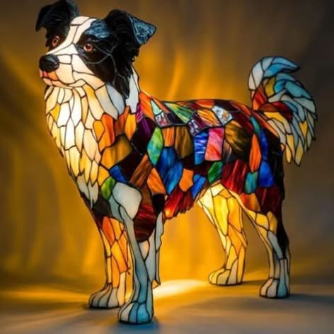 Artistic LED Night Light – Glimmering Dog Breed Figurine