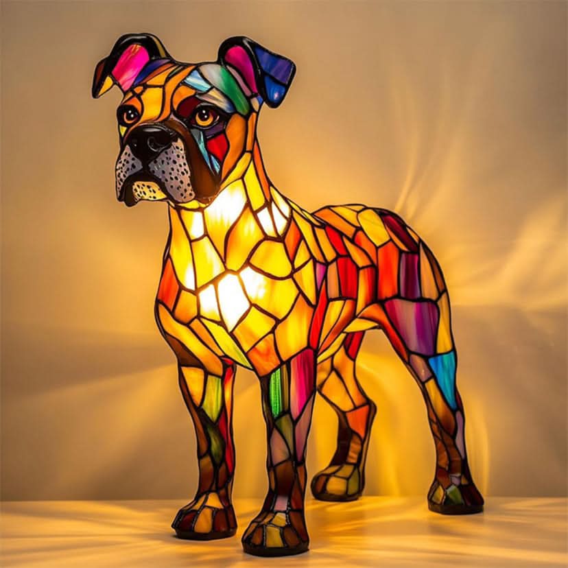 Artistic LED Night Light – Glimmering Dog Breed Figurine