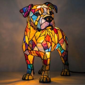Artistic LED Night Light – Glimmering Dog Breed Figurine