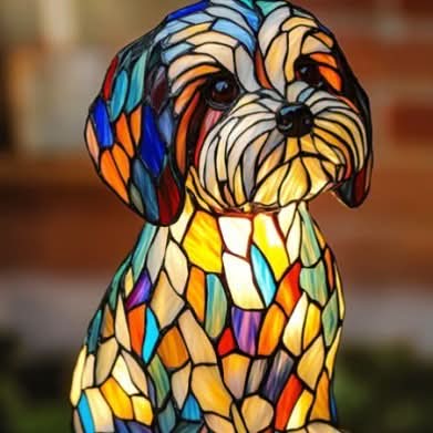 Artistic LED Night Light – Glimmering Dog Breed Figurine