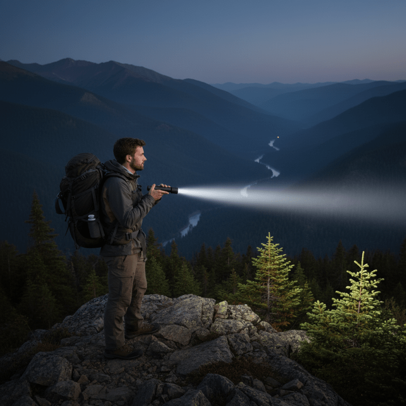 High-Intensity LED Flashlight with 100,000 Lumens, USB Rechargeable & Waterproof Zoom Feature