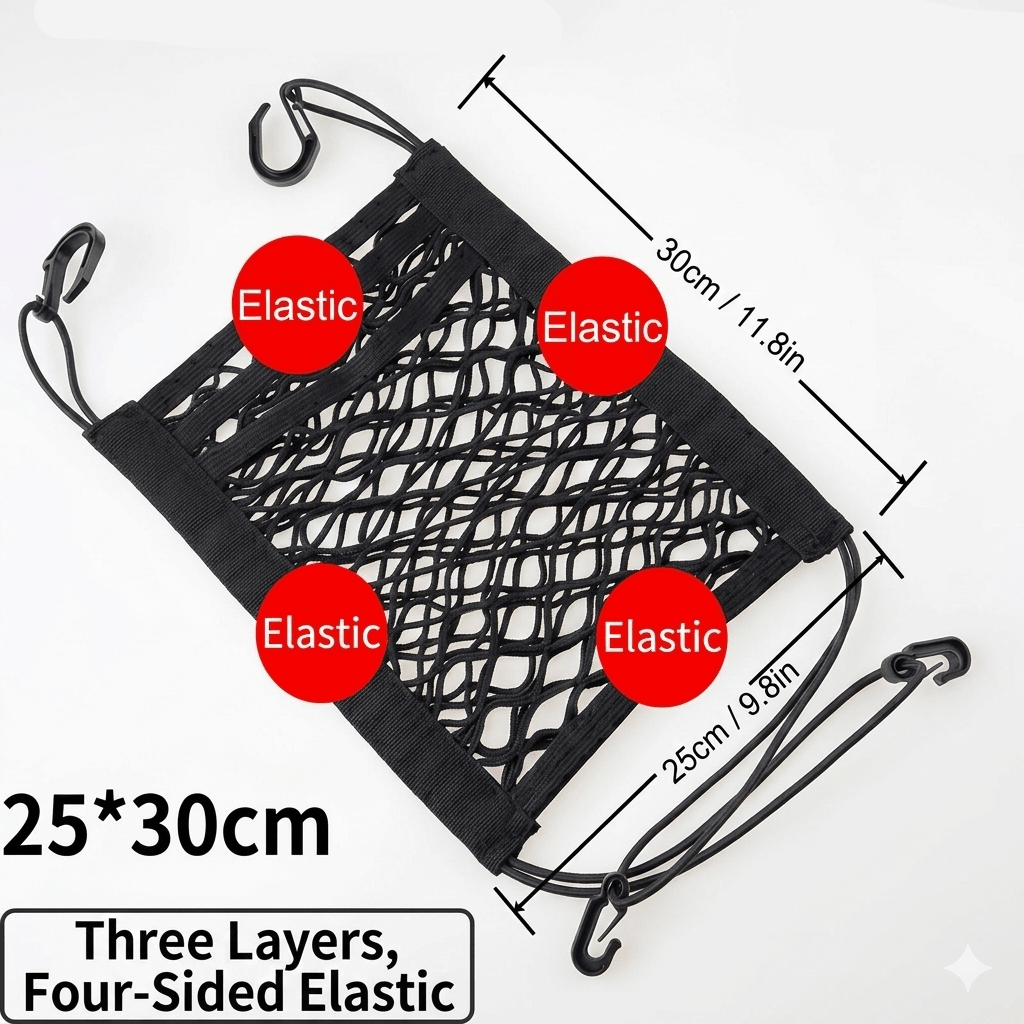 Dog Car Safety Net with Practical Storage Solution