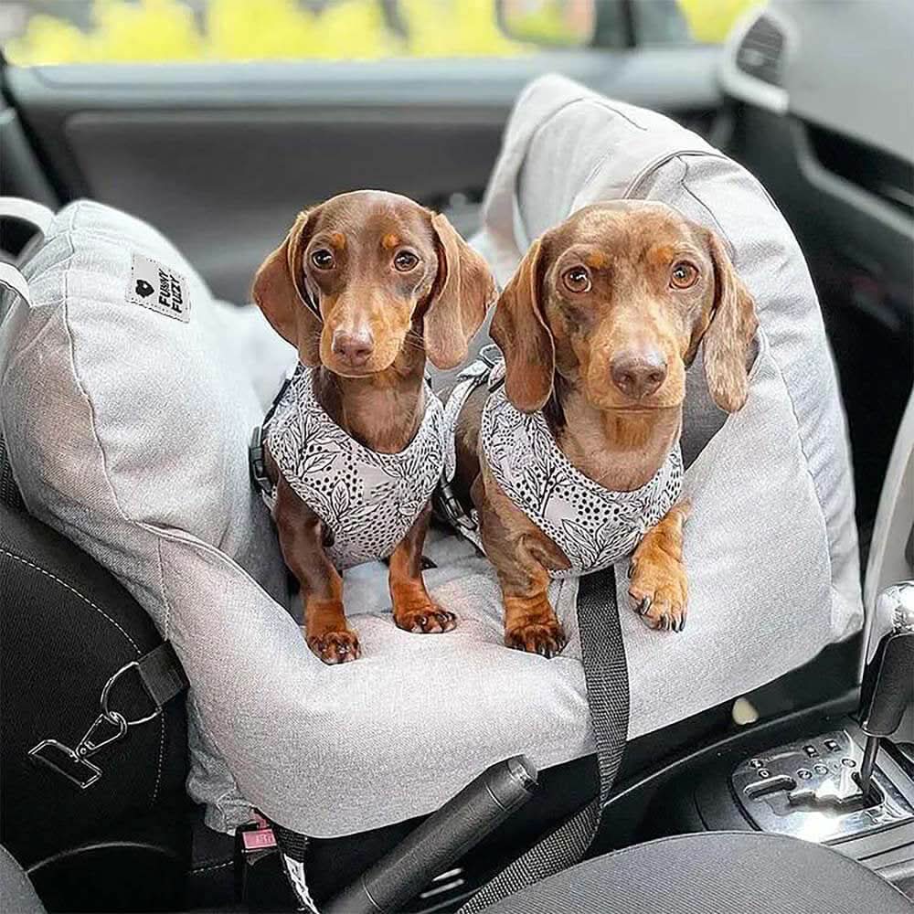 Pet Car Seat Bed with Safety Belt and Non-Slip Base for Comfortable Travel