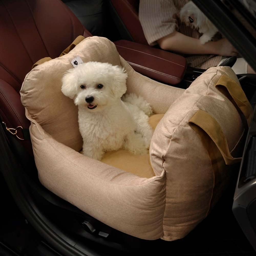 Pet Car Seat Bed with Safety Belt and Non-Slip Base for Comfortable Travel