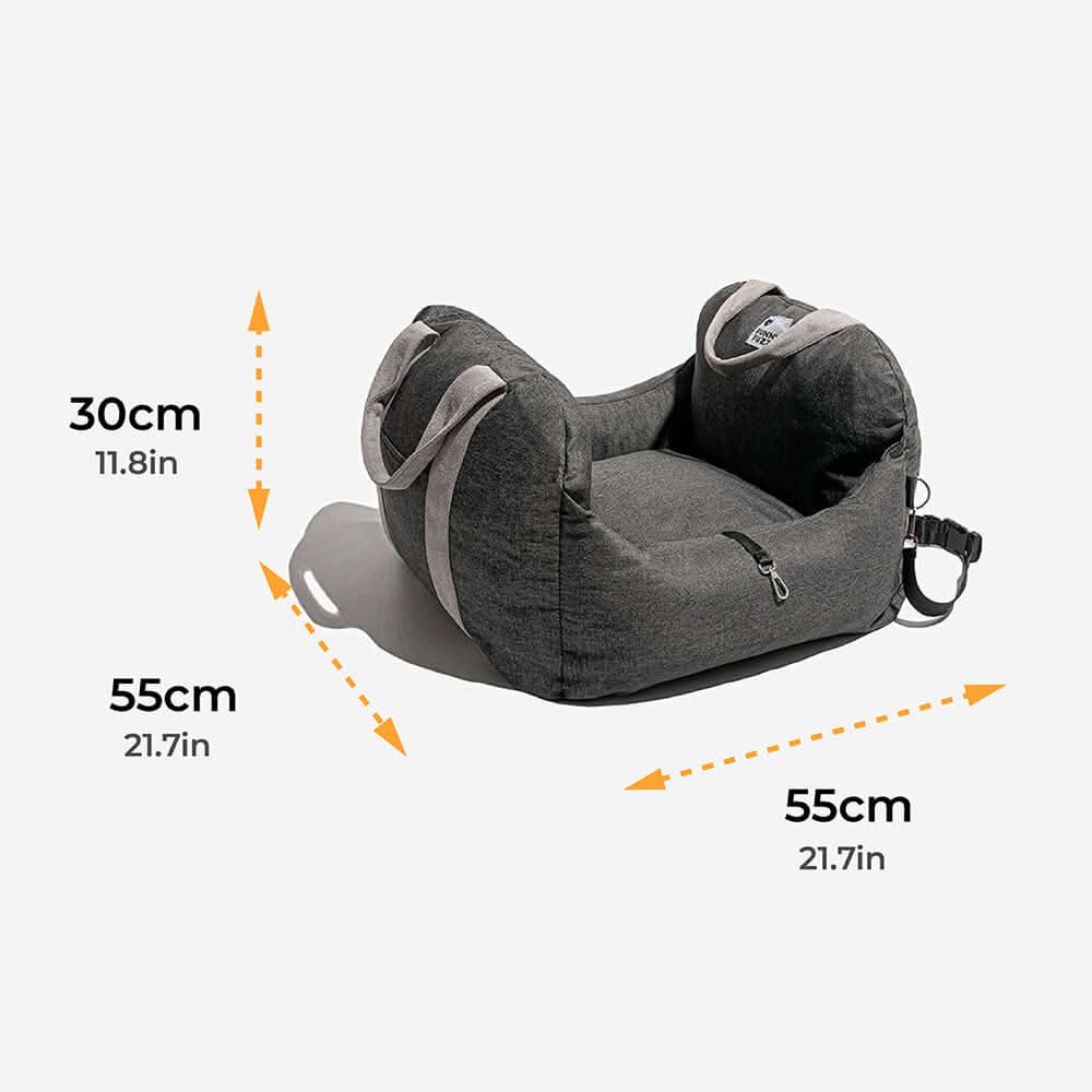 Pet Car Seat Bed with Safety Belt and Non-Slip Base for Comfortable Travel