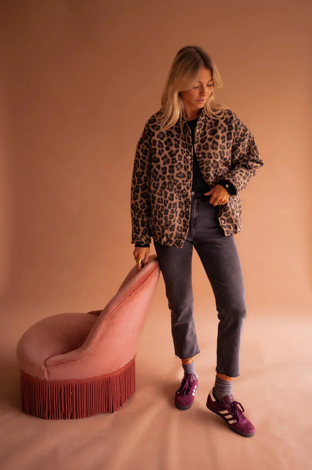 Women's Bomber Winter Jacket | Leopard Print