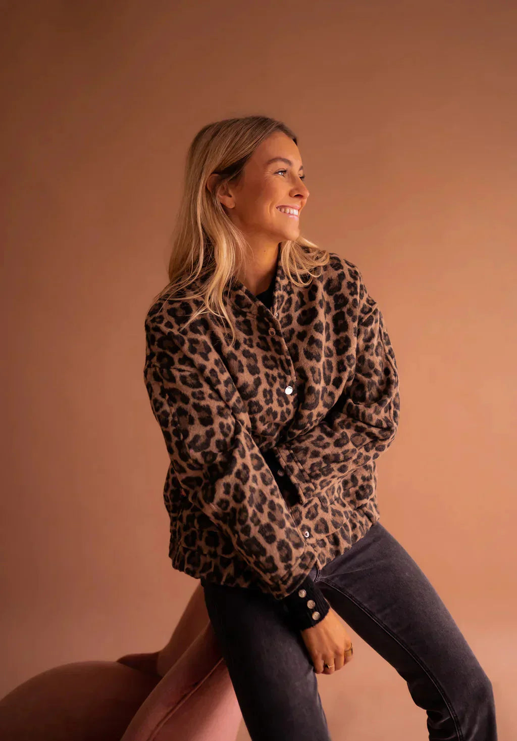 Women's Bomber Winter Jacket | Leopard Print