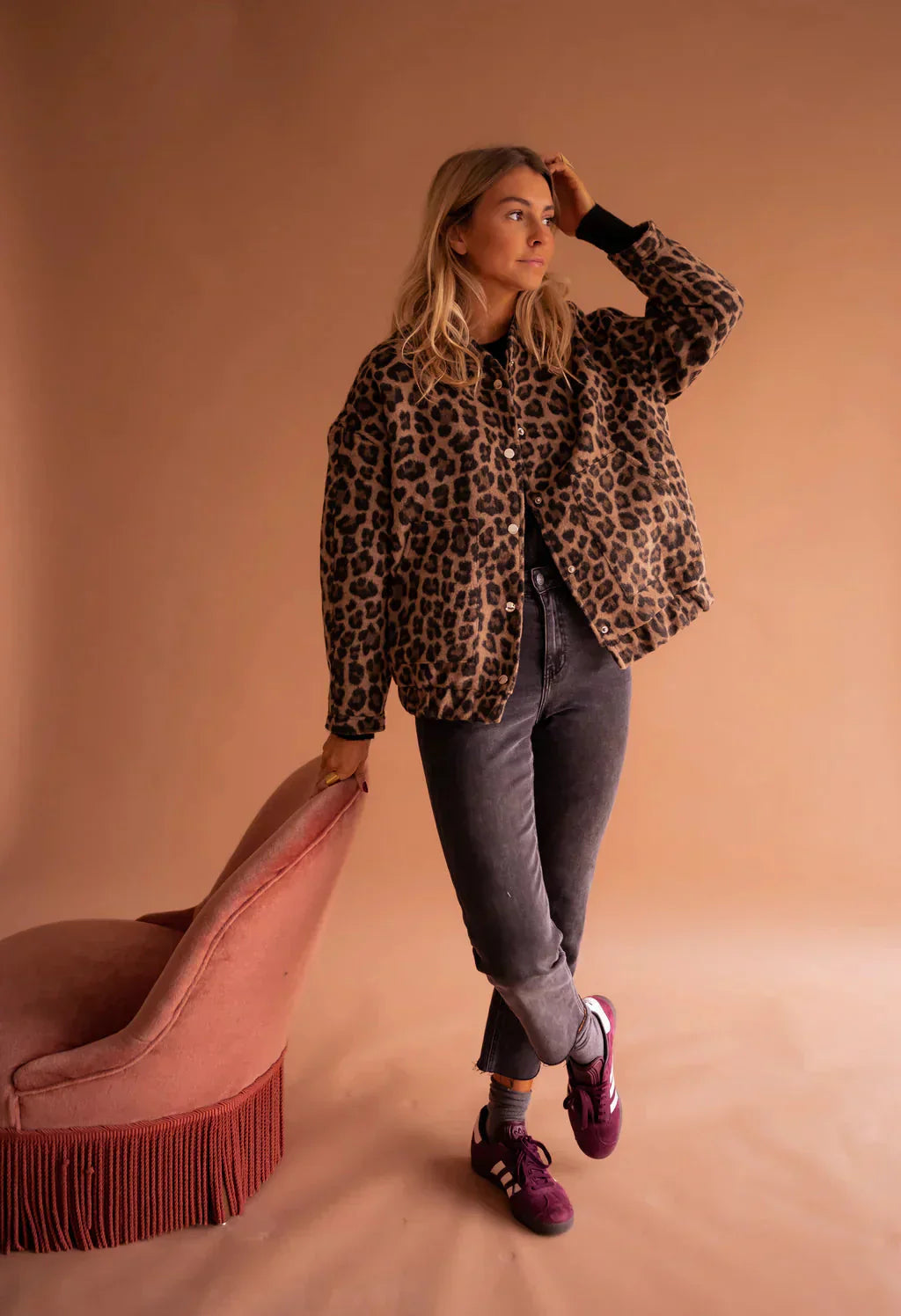 Women's Bomber Winter Jacket | Leopard Print