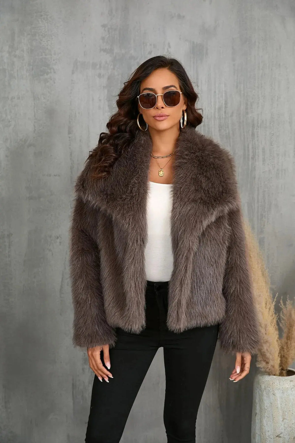 Women's Short Winter Jacket | Faux Fur