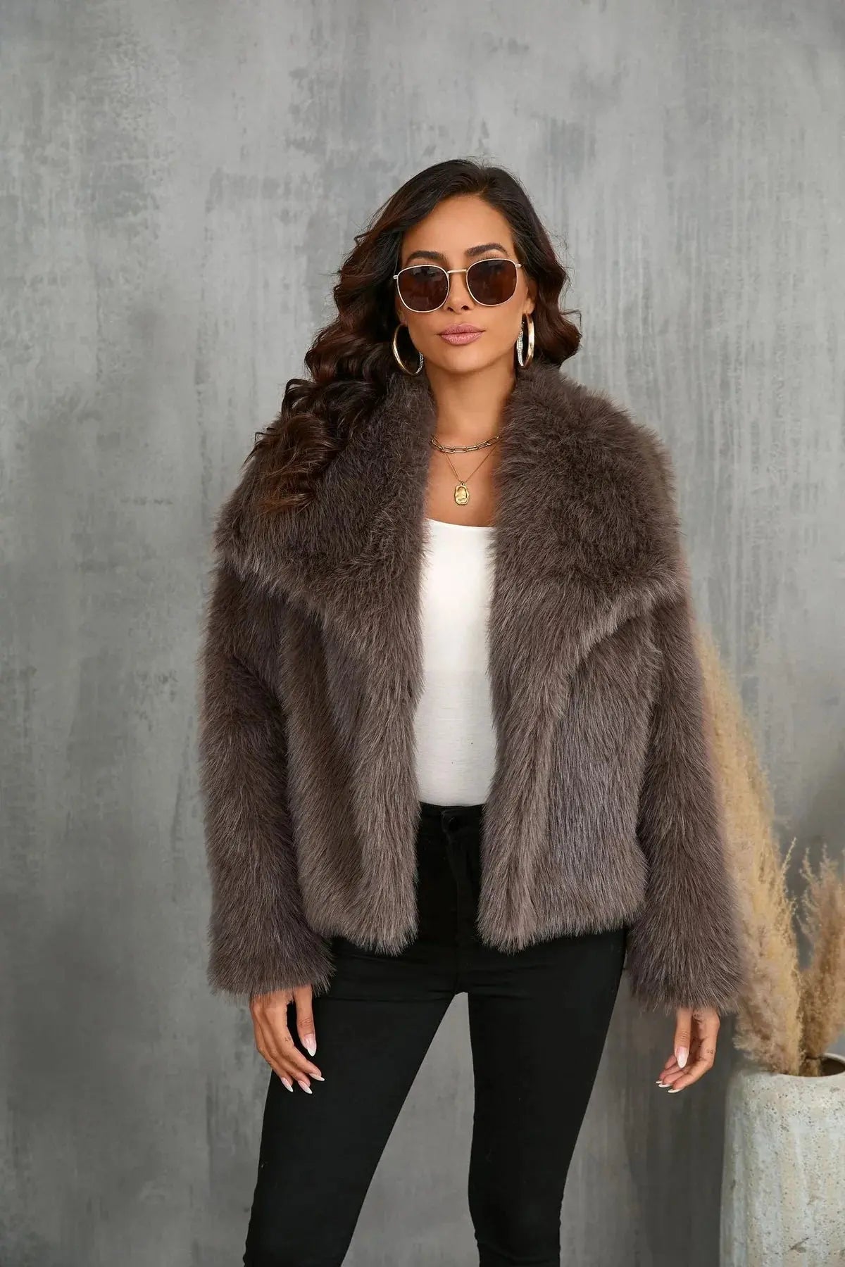 Women's Short Winter Jacket | Faux Fur