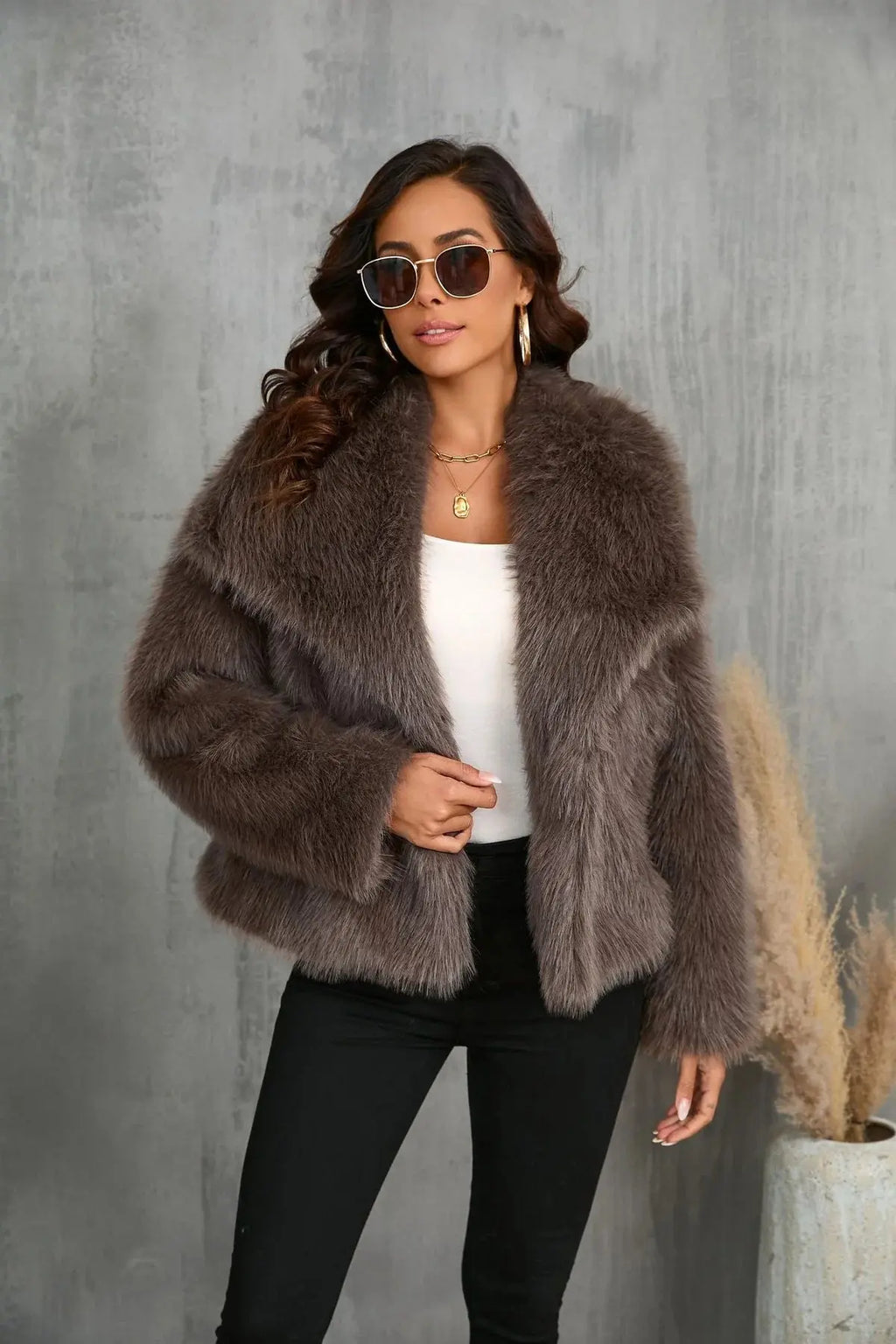 Women's Short Winter Jacket | Faux Fur