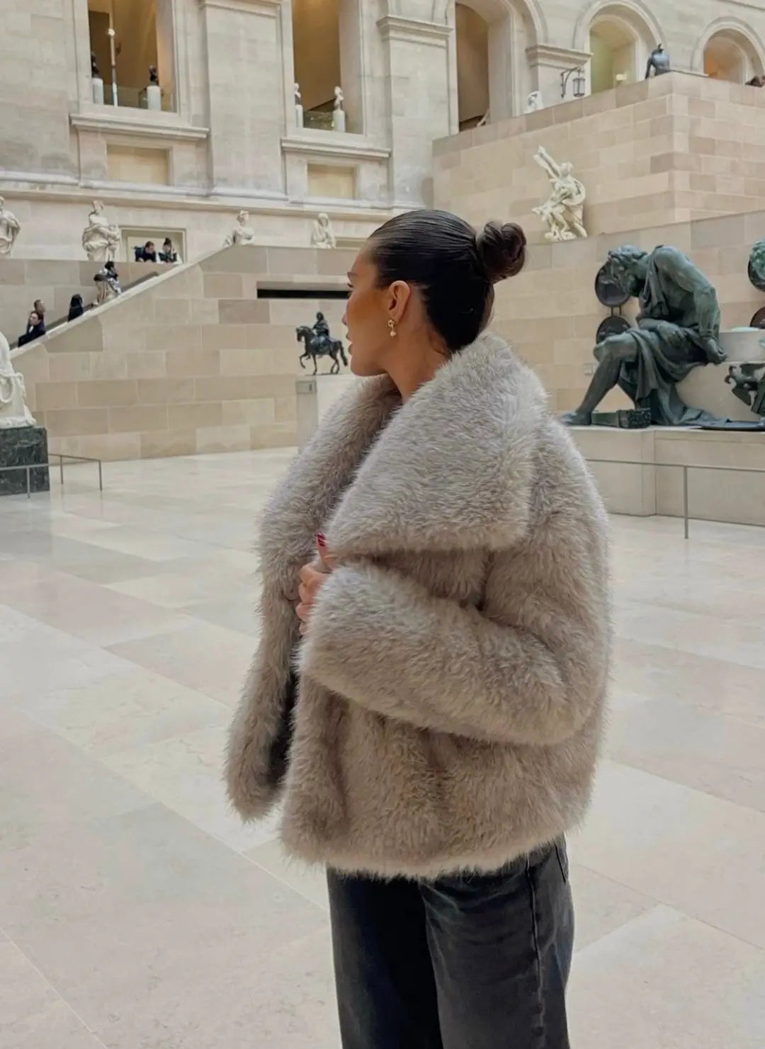 Women's Short Winter Jacket | Faux Fur