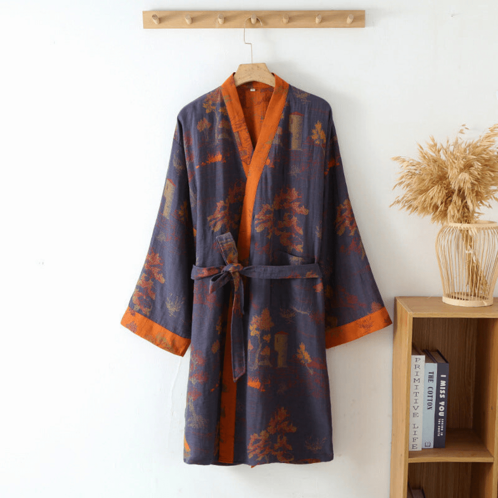 Unisex Vintage Cotton Gauze Bathrobe