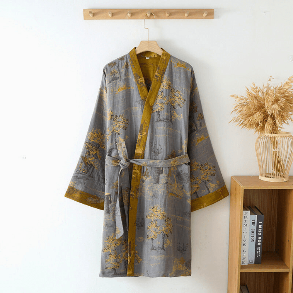 Unisex Vintage Cotton Gauze Bathrobe