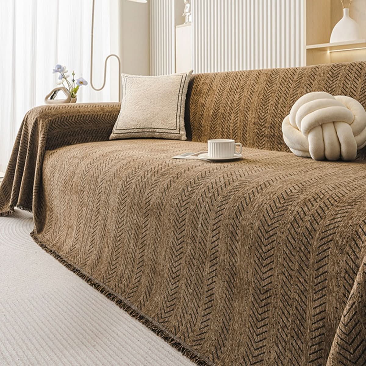 Durable, Washable Chenille Sofa Cover with Scratch Resistance