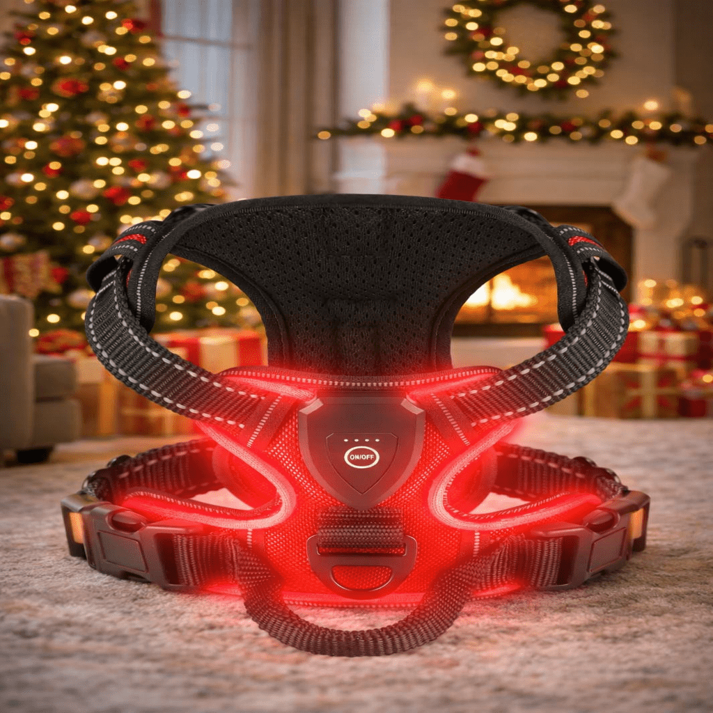 Rechargeable LED Dog Harness for Improved Nighttime Visibility