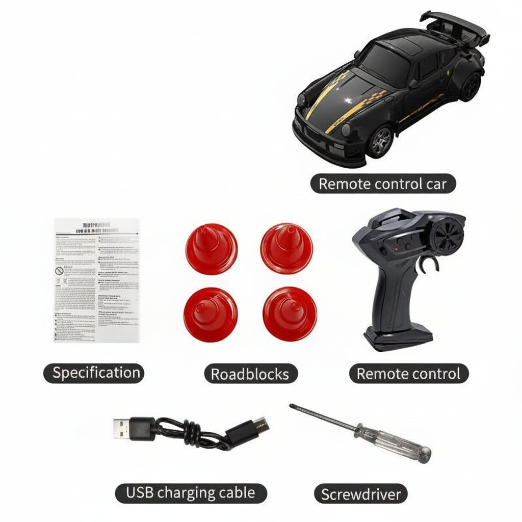 Compact 1:64 Scale Remote-Controlled Drift Car for Effortless Gliding