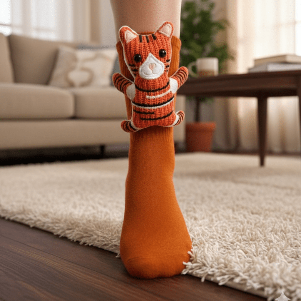 Comfortable House Socks Featuring Cute 3D Animal Design and Non-Slip Sole for Safety