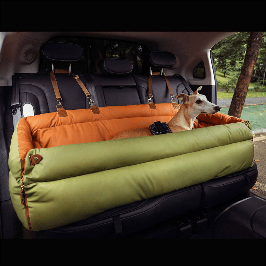 Spacious Faux Leather Dog Car Seat Bed with Elegant Design and Non-Slip Support