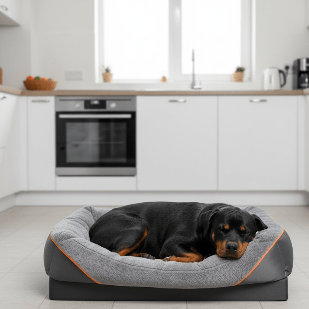 Waterproof Orthopedic Dog Bed with Raised Pillow and Memory Foam Comfort