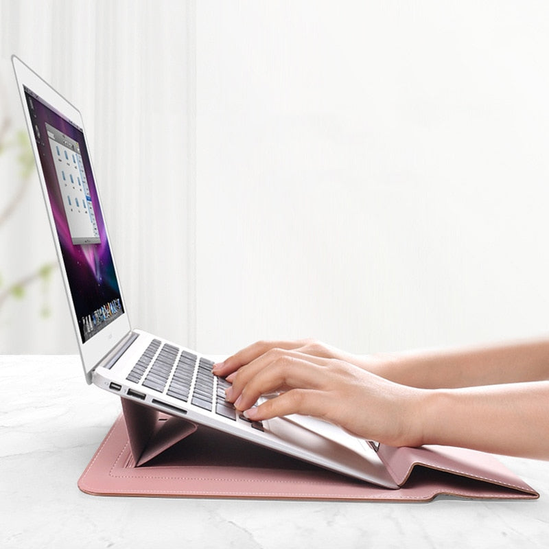 Adjustable Laptop Stand and Sleeve – Improved Ergonomic Comfort for Work