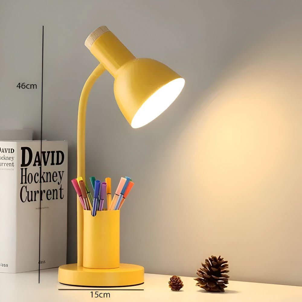 Contemporary LED Desk Lamp with Integrated Pen Holder for Home and Office
