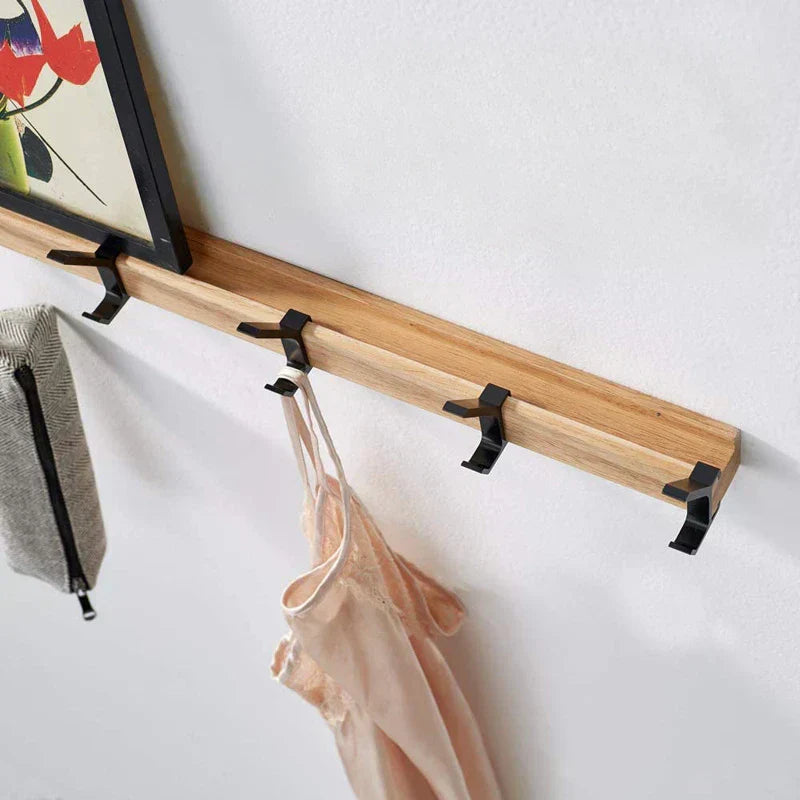 Adjustable Double Hook Wall Coat Rack | Scandinavian Style | Wood & Aluminum | Space-Saving & Contemporary