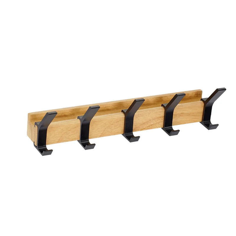 Adjustable Double Hook Wall Coat Rack | Scandinavian Style | Wood & Aluminum | Space-Saving & Contemporary